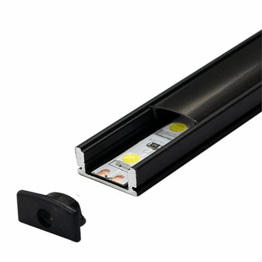 Aluminijumski profil za LED trake nadgradni M509-CC crni 2000x17.4x7mm set sa crnim difuzerom