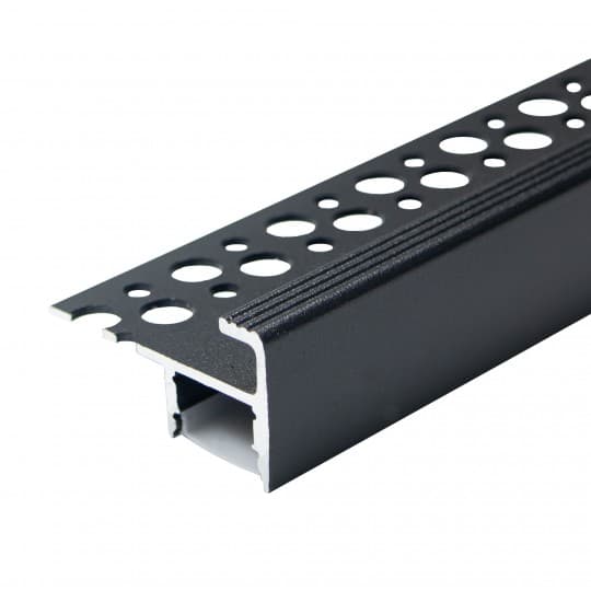 Aluminijumski profil za LED trake MA06-C crni ugradni 40x22x2000mm sa difuzerom 2m stepenice
