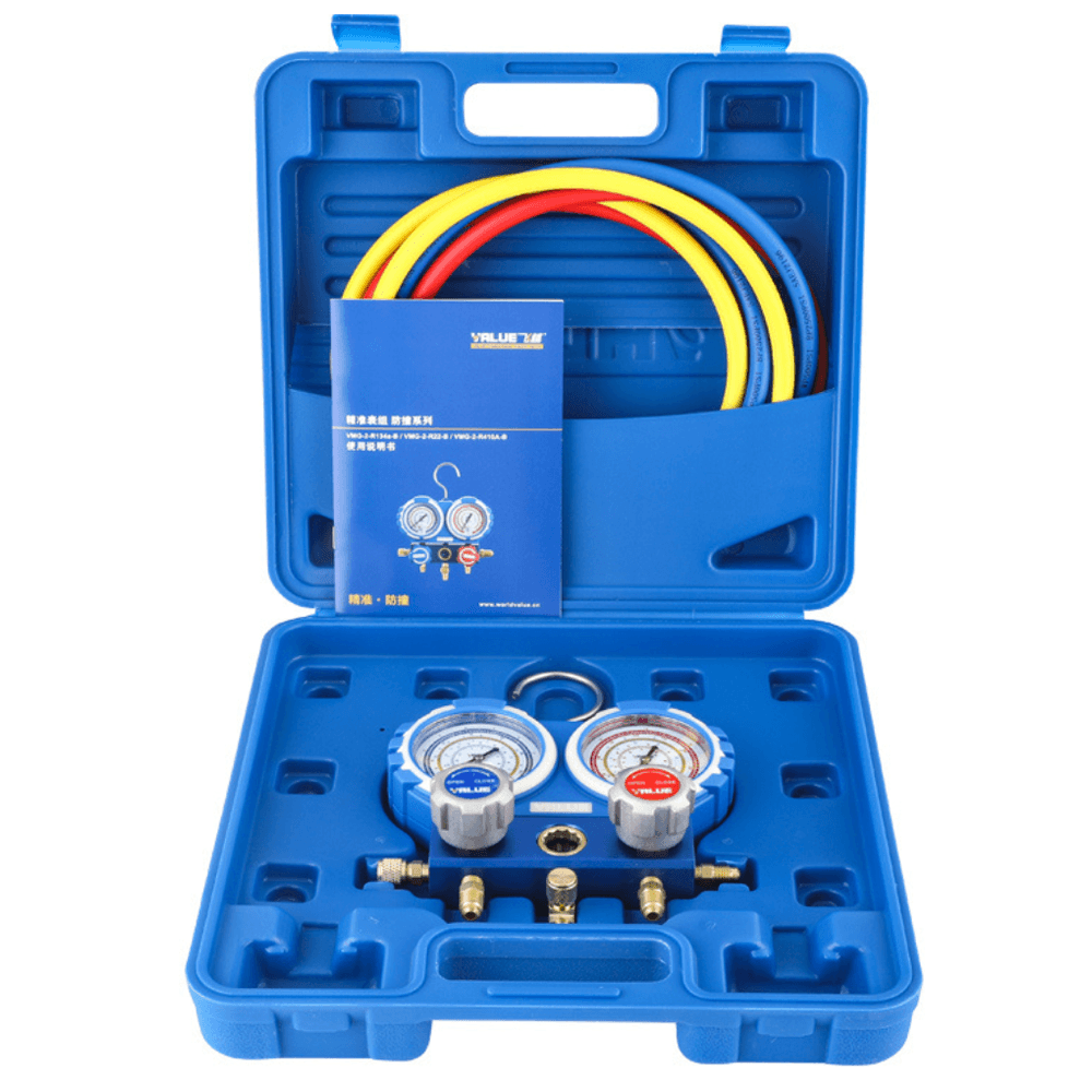 Manometar u koferu sa crijevima Value VMG-2-R410a-02